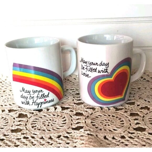 Vintage Avon Easter Happiness and Love Mug SET/2 Mugs, 1983 & 1984 Mugs, EUC - Picture 1 of 10